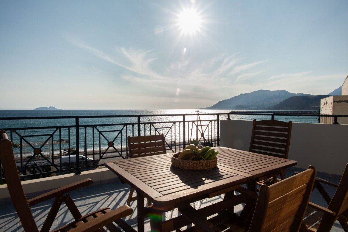 Sea view from the large balcony of Suite Thea in Kokkinos Pirgos